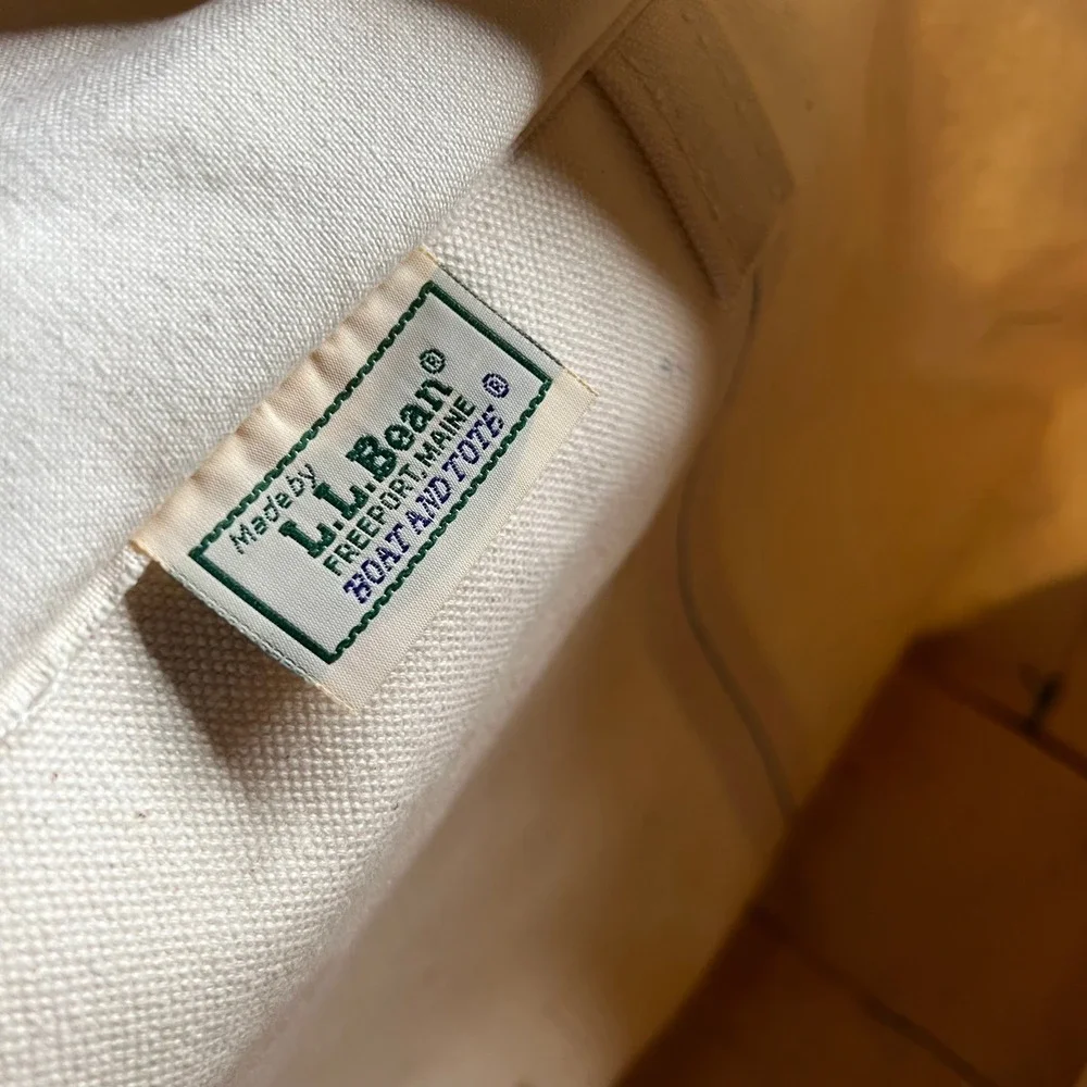 LL Bean Boat and Tote Zip Top Canvas Bag‎ Green Cream DVZ Monogram Large